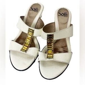 SOFFT - White Sandals Stones with Gold
